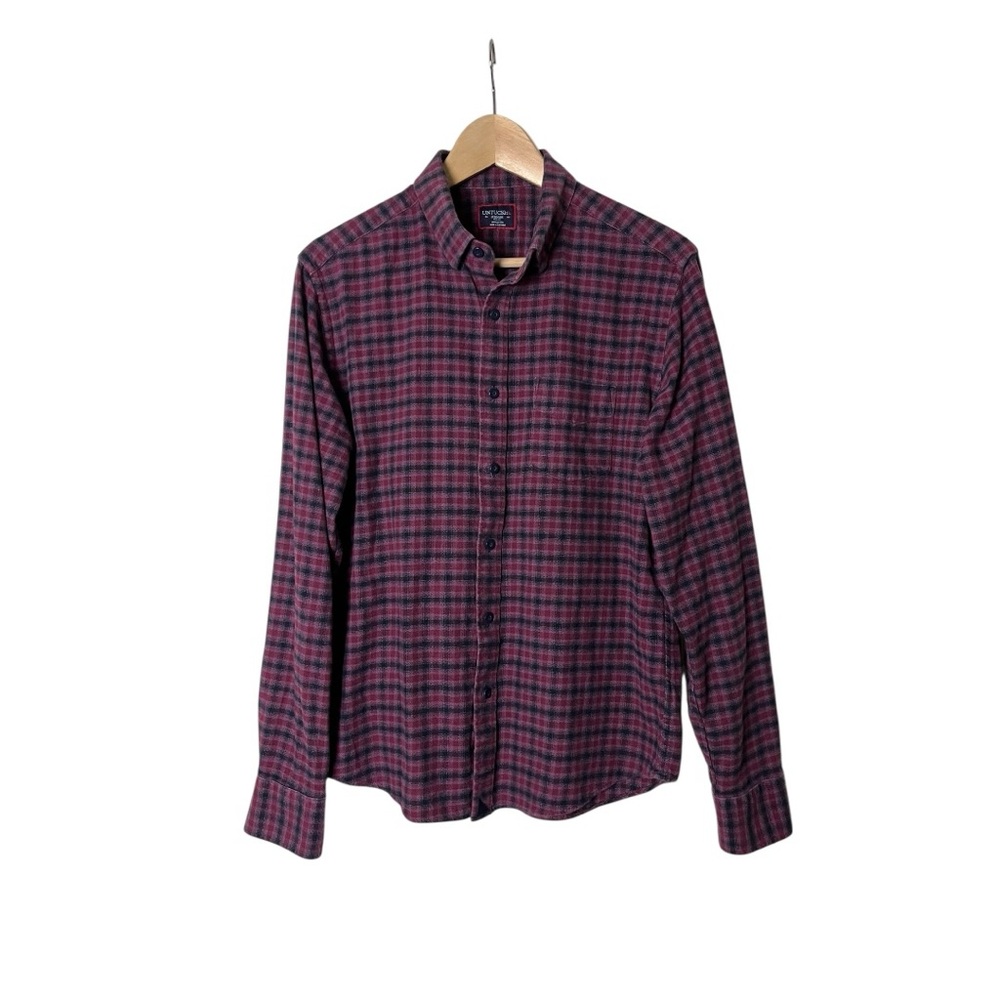 Untuckit Shirt Mens Calder Flannel Plaid Slim Fit Button Up Preppy M